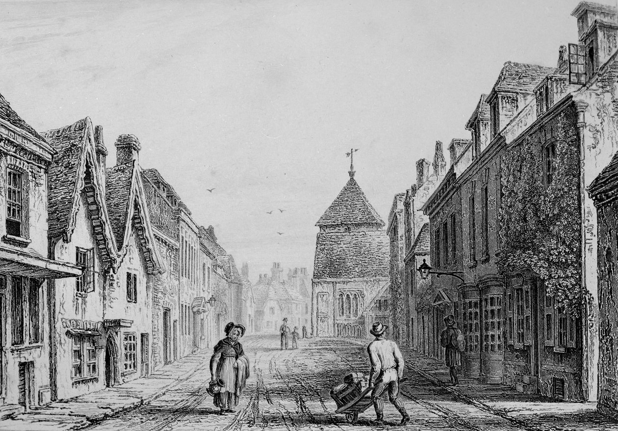 Cheesehill Street Winchester, c.1830 (grawerowanie) autorstwa Owen Brown Carter