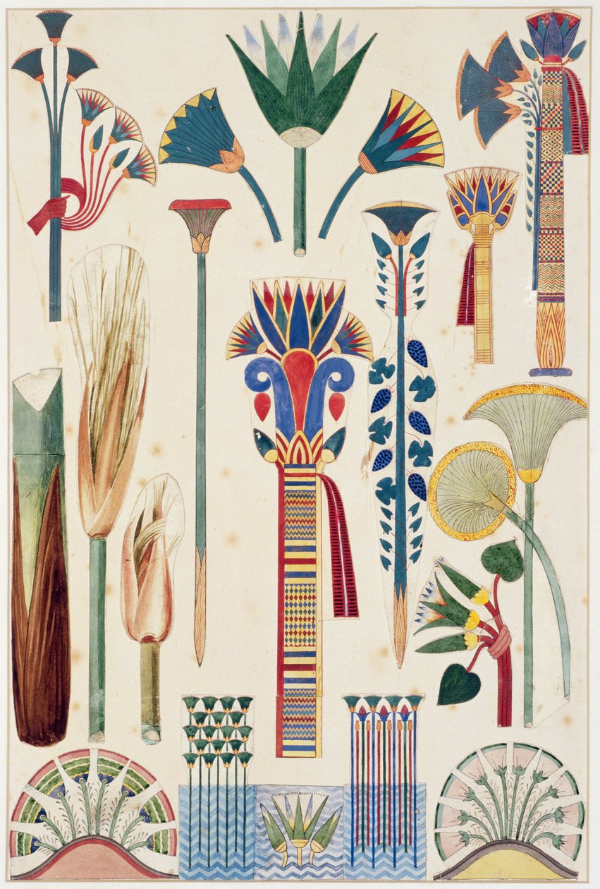 Ornament egipski, oryginalna ilustracja z „Gramatyki ornamentu”, 1856 (ołówek i wc) autorstwa Owen Jones