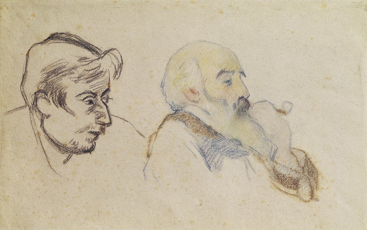 Portret Pissarro wg Gauguina i Portret Gauguina wg Pissarro (kreda kolorowa) autorstwa P. and Pissarro, C. Gauguin