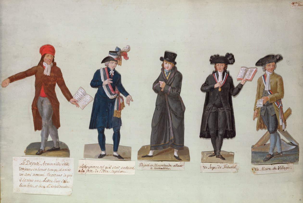 Zastępca Armonville, Robespierre i urzędnicy z okresu Rewolucji Francuskiej (gwasz) autorstwa P. A. and J.B. Lesueur