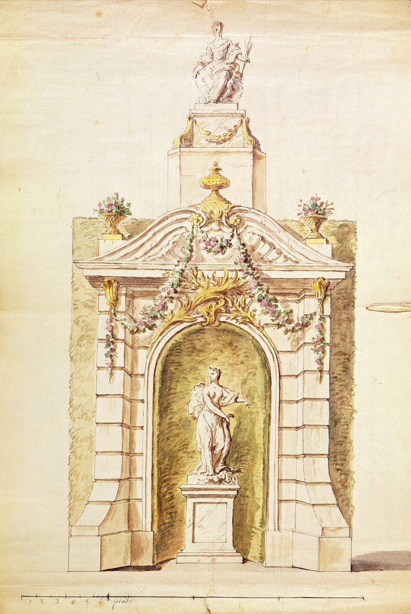 Projekt pożaru św. Jana, 1741 (wc na papierze) autorstwa P. L. and L. C. Dumesnil