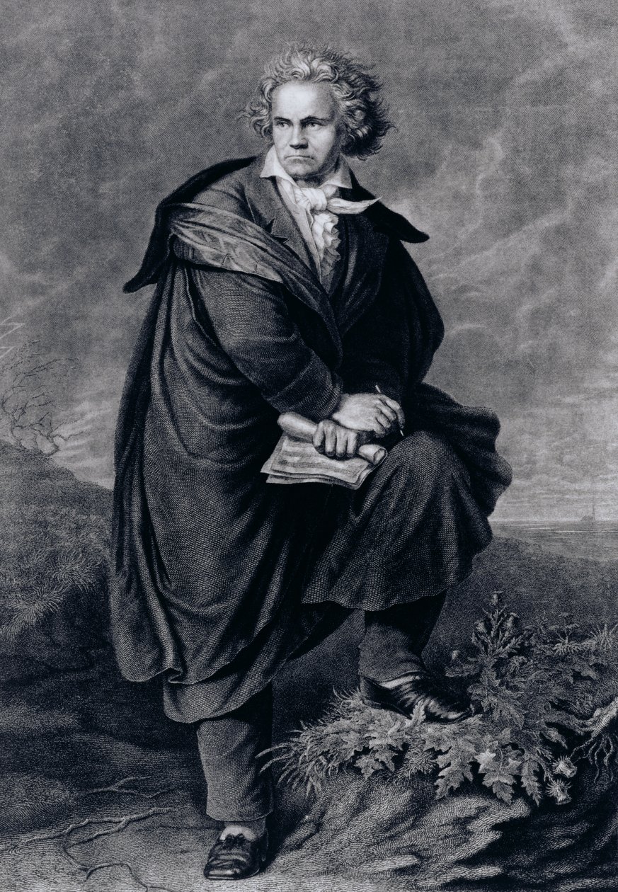 Ludwig van Beethoven (1770-1827), niemiecki kompozytor, wyryty przez Paula Barfusa (1823-95) autorstwa P. Schworer