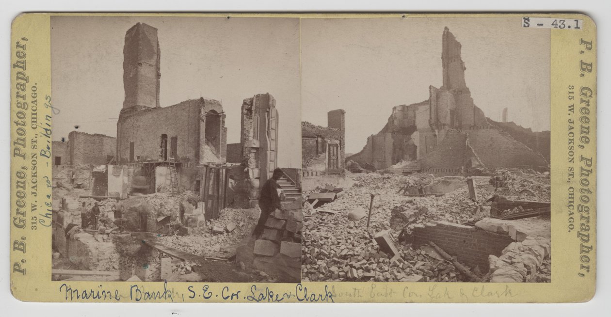 Widoki Banku Morskiego po pożarze w Chicago w 1871 r autorstwa P.B. Greene
