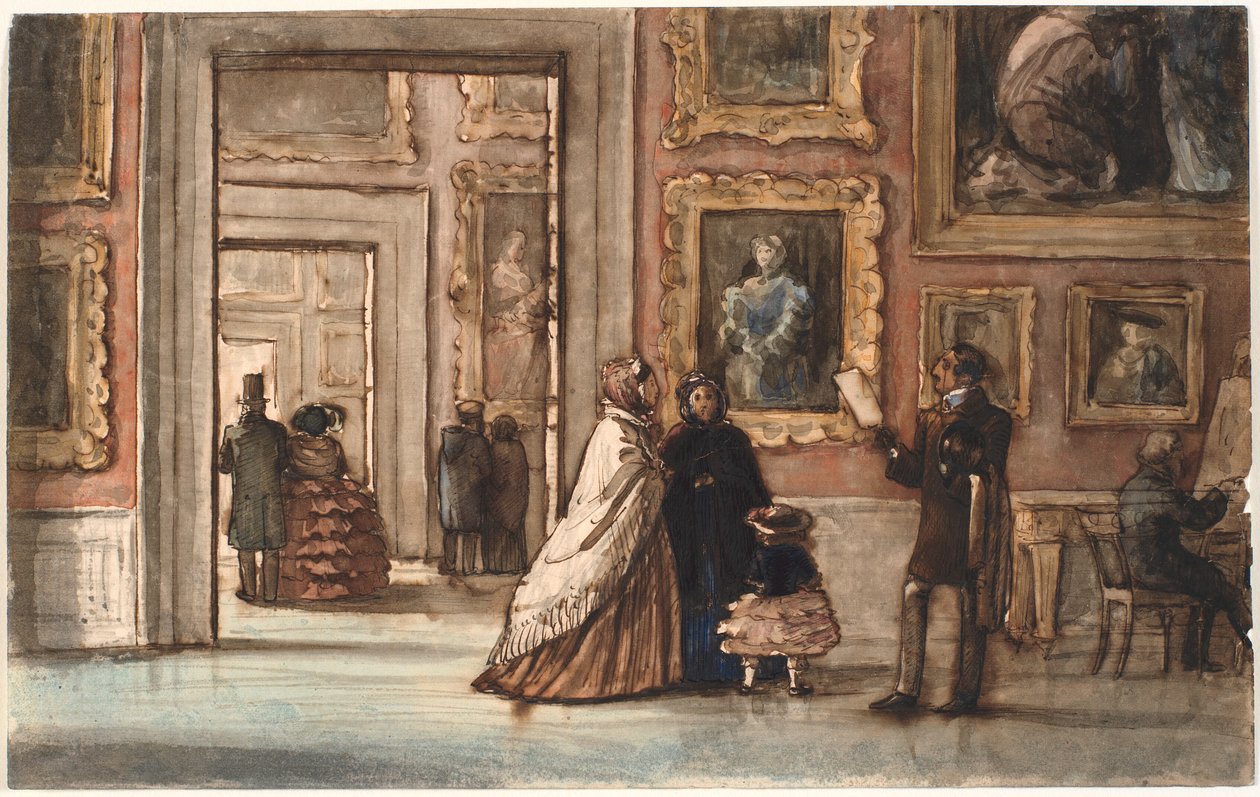 Wnętrze z gośćmi w Palazzo Pitti we Florencji autorstwa P.C. Skovgaard