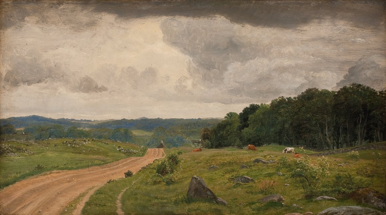 Krajobraz w Kongens Møller, Sealand. Światło popołudniowe autorstwa P.C. Skovgaard