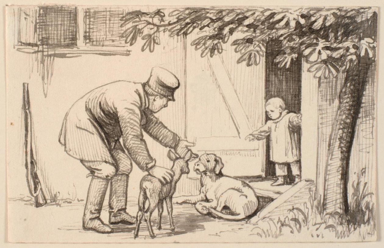 Mężczyzna, dzieciak i pies autorstwa P.C. Skovgaard