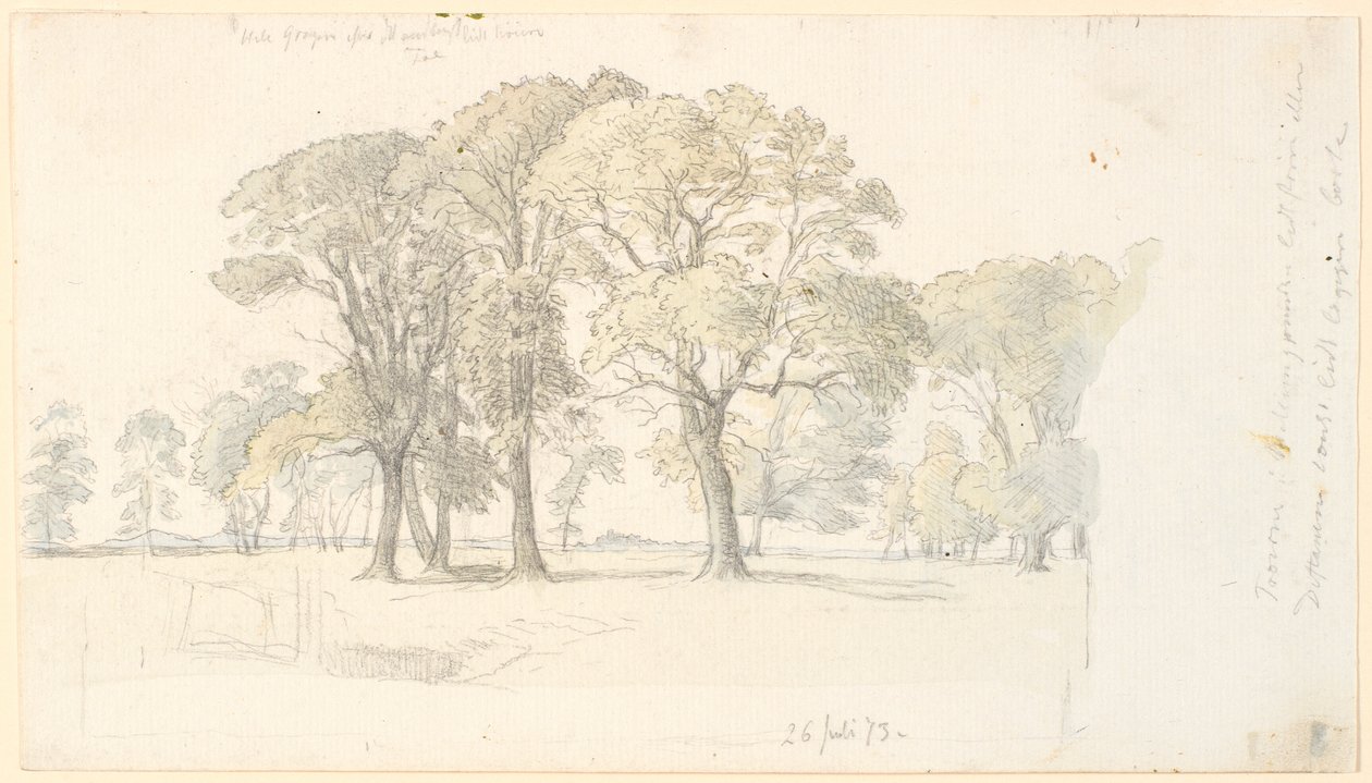 Partia z Parku Zwierząt Jægersborg z wolnostojącymi drzewami. autorstwa P.C. Skovgaard