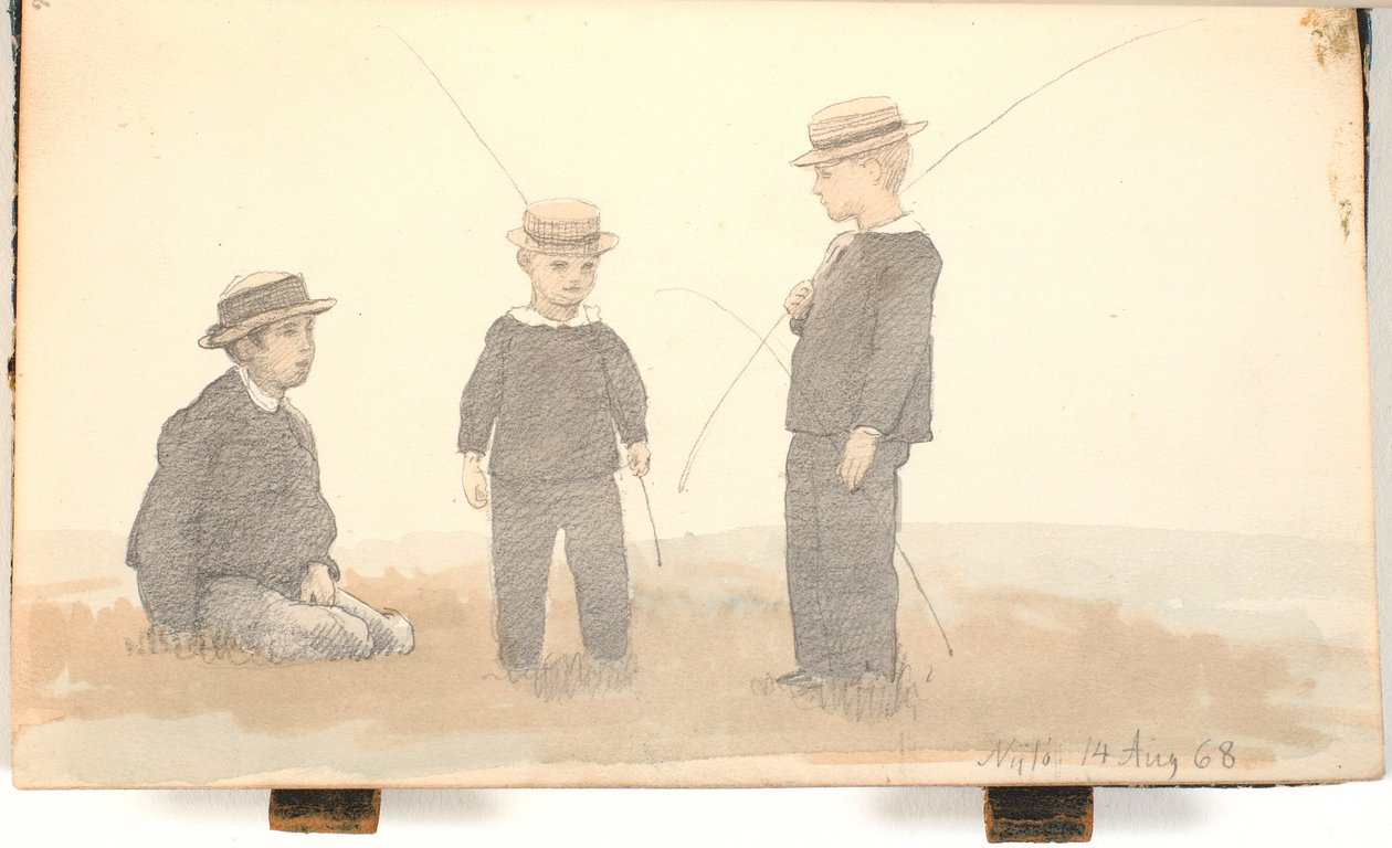 Trzech chłopców w słomkowych czapkach autorstwa P.C. Skovgaard