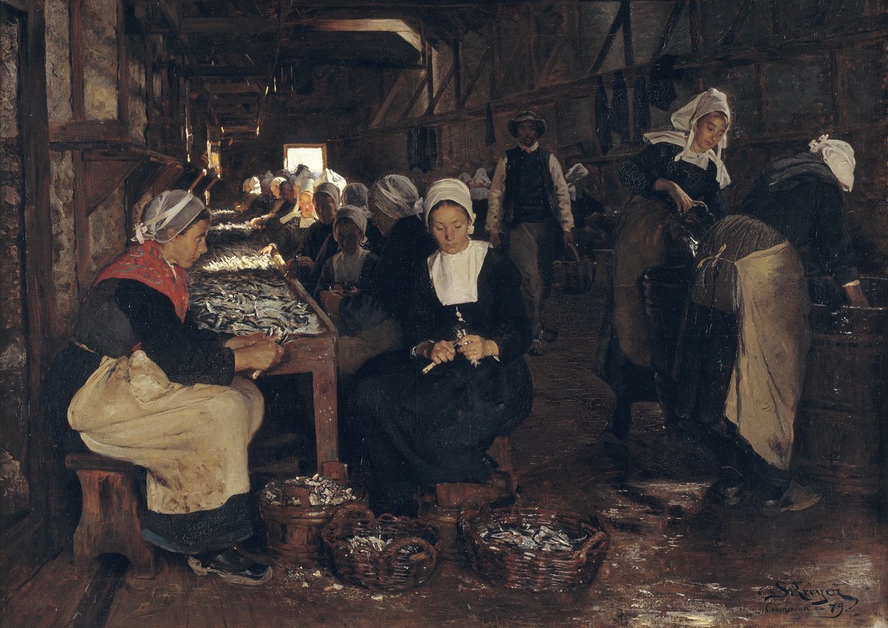 Zakład peklowania i pakowania sardynek w Concarneau autorstwa Peder Severin Krøyer