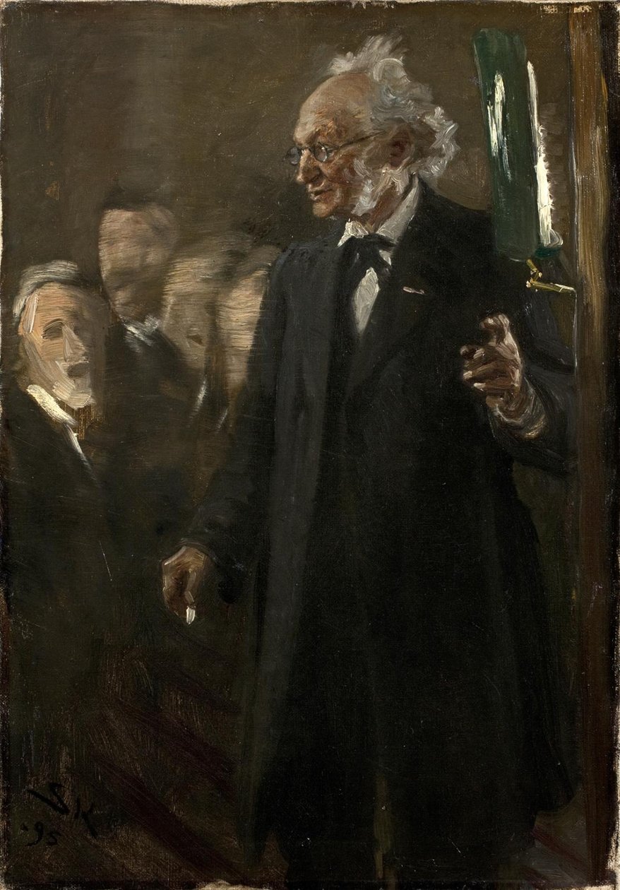 Profesor zoologii, Japetus Steenstrup wygłasza wykład autorstwa Peder Severin Krøyer