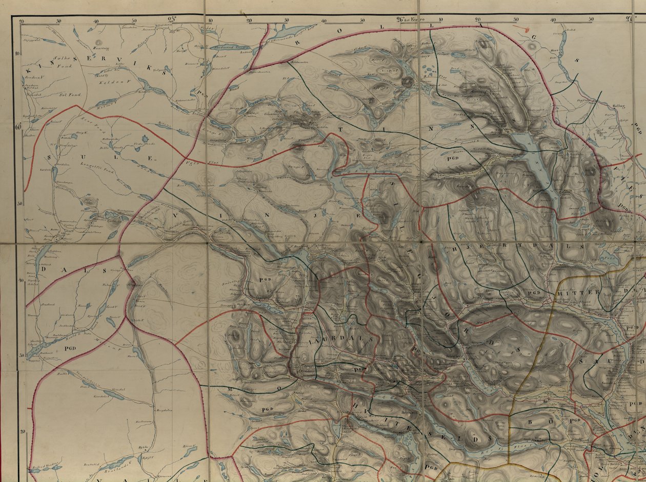 Mapa ze zbiorów map Biblioteki Narodowej. Mapa jest opublikowana w Znaku Dłoni (po 1846 r.) i pokazuje Telemark autorstwa P. A. Munch