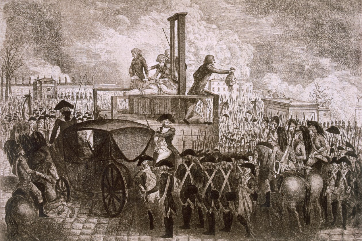 Egzekucja Ludwika Kapeta XVI, 21 stycznia 1793 (heliograf) autorstwa P. Dujardin