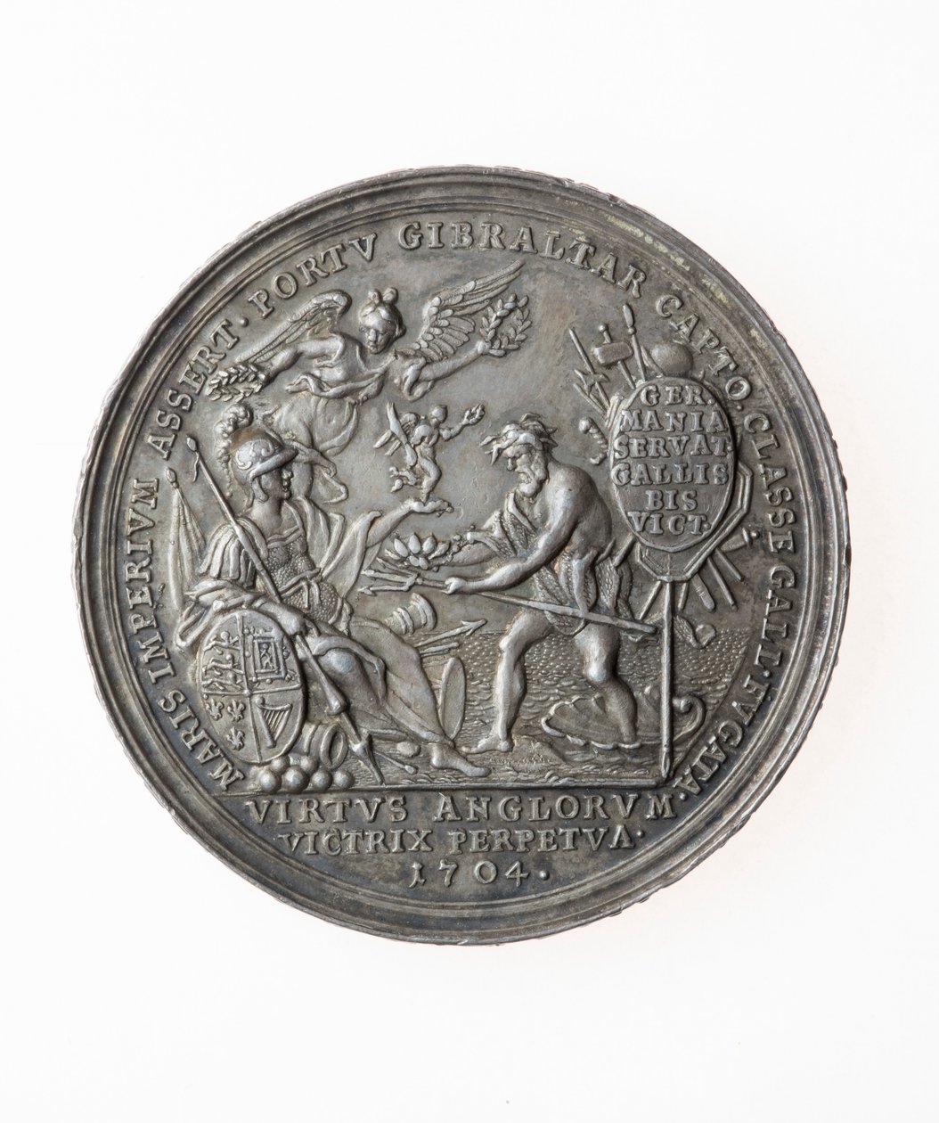 Medal upamiętniający zwycięstwa brytyjskie, 1704 (srebrny) autorstwa P. H. Muller