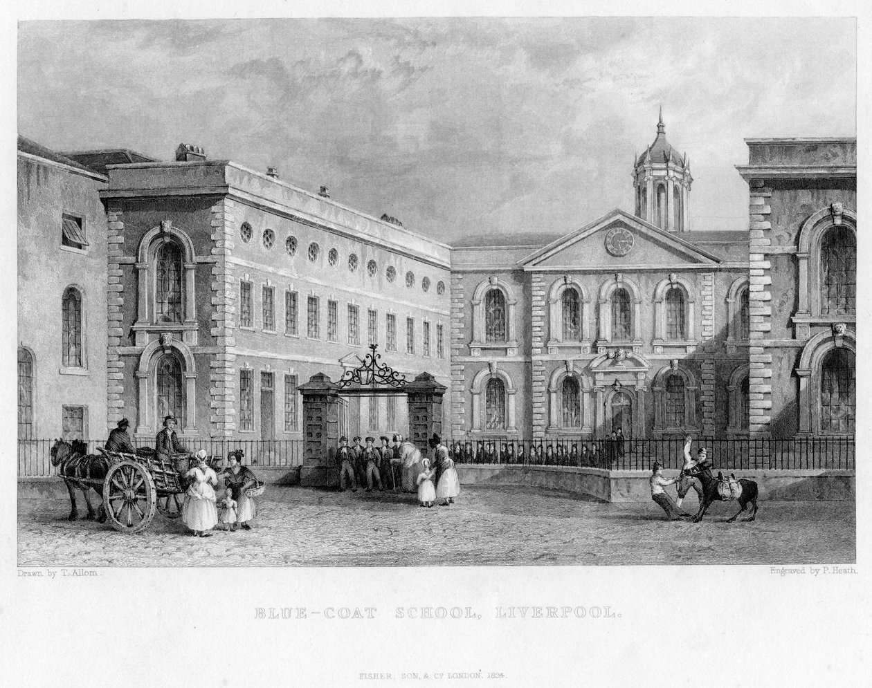 Szkoła Blue Coat, Liverpool, 1834. autorstwa P. Heath