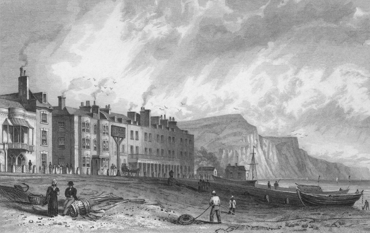 York Hotel i Biblioteka, Sidmouth, 1832. autorstwa P. Heath
