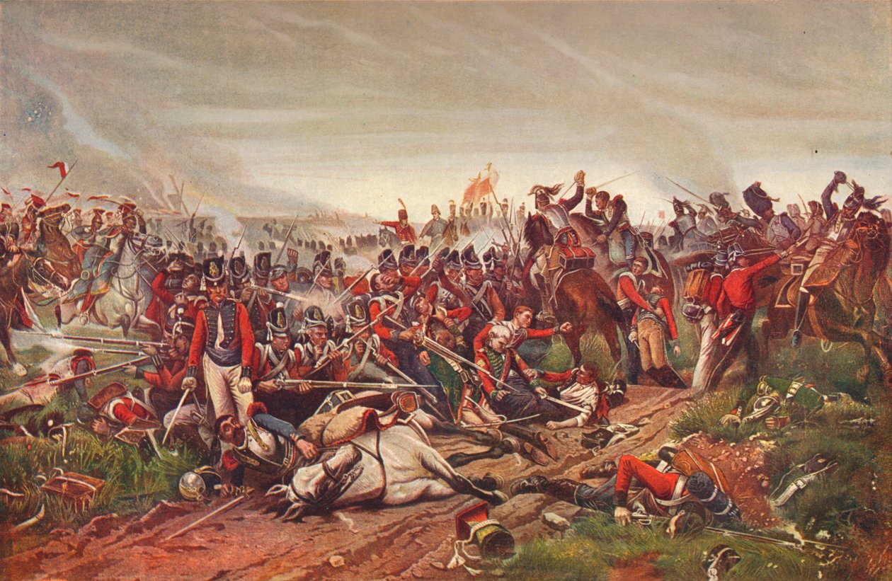 Francuscy kirasjerzy szarżujący na brytyjski plac piechoty w bitwie pod Waterloo, 1815 1906 autorstwa P Jazet