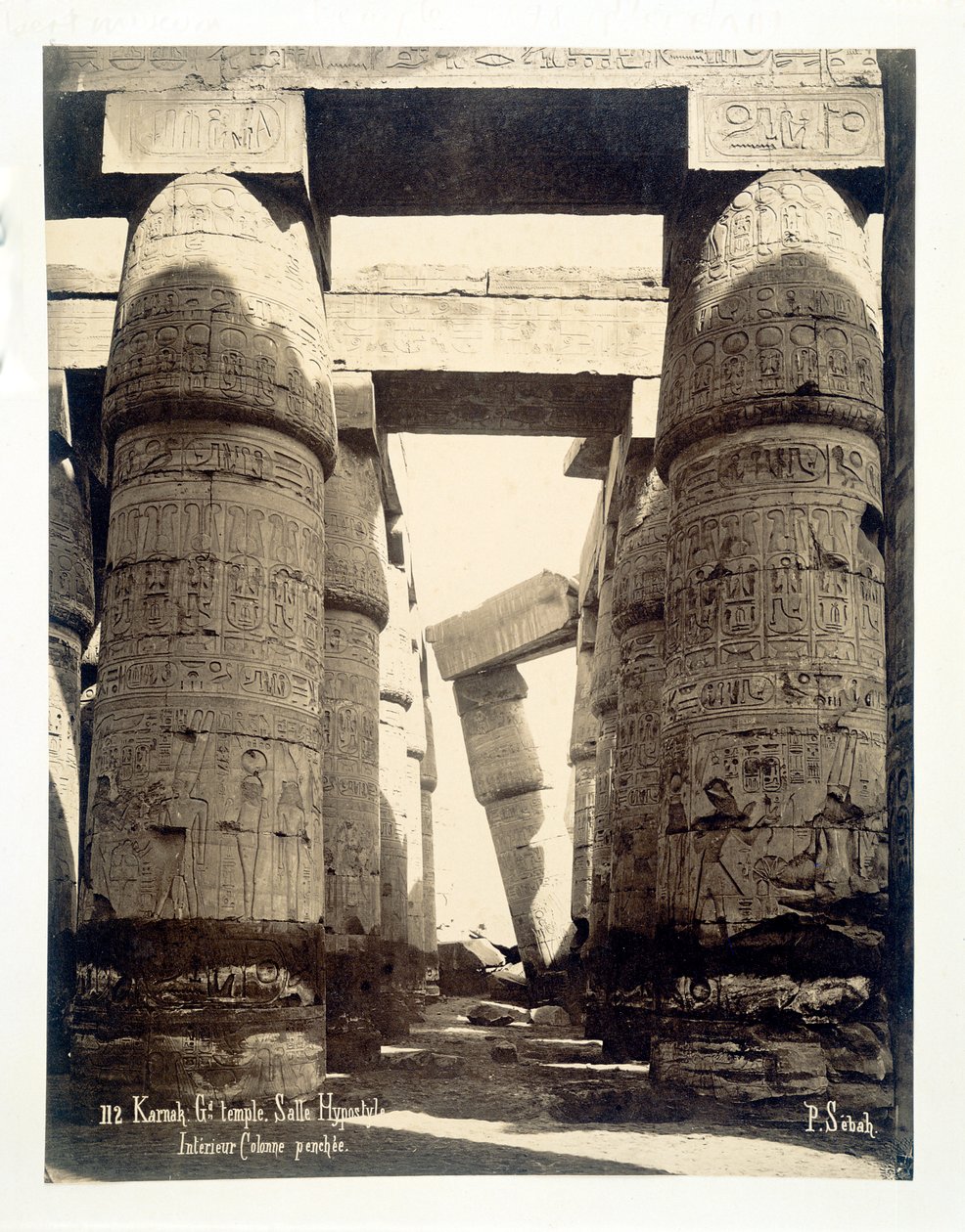 Sala hipostylowa, świątynia Amona-Re, Karnak, Egipt, 1878 autorstwa P Sebah
