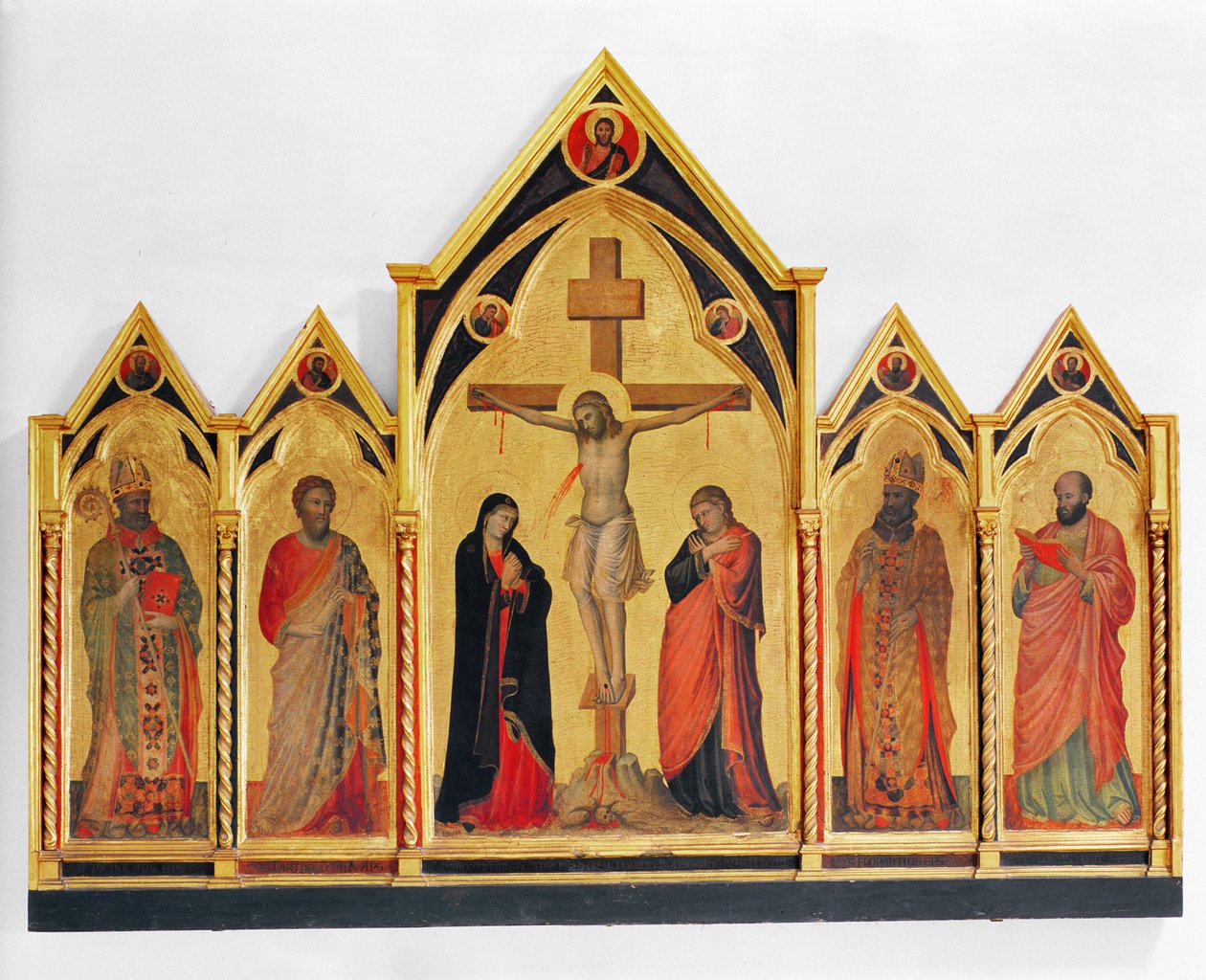 Ukrzyżowanie ze świętymi, 1310 (tempera na desce) autorstwa Pacino di Buonaguida