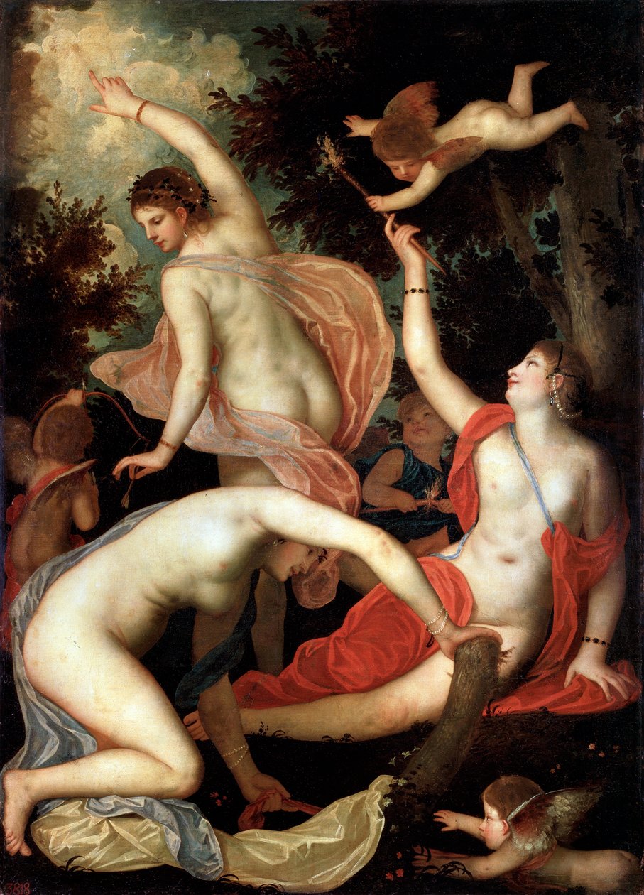 „Łaski i Kupidyn”, c1600-1640 autorstwa Padovanino