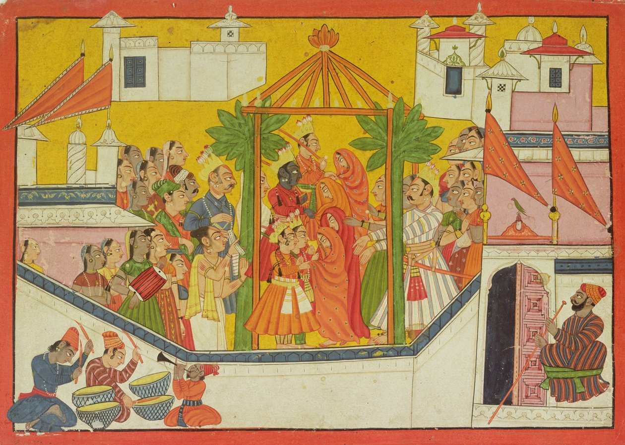62.2445 Ślub Ramy i jego braci z Sangri Ramajany, Kulu-Mandi, Himachal Pradesh, 1760-65 autorstwa Pahari School