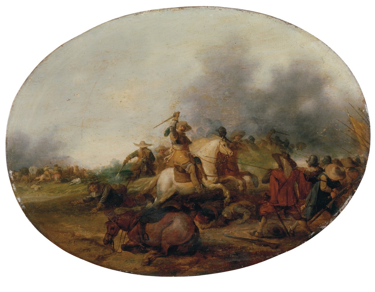 Potyczka kawalerii z upadłym koniem, 1637 autorstwa Palamedes Palamedesz