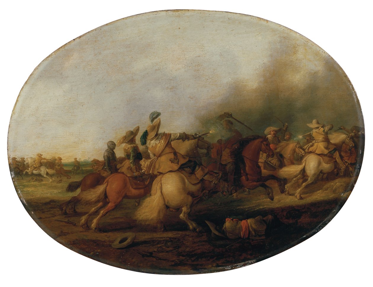 Potyczka kawalerii z poległym żołnierzem, 1637 autorstwa Palamedes Palamedesz