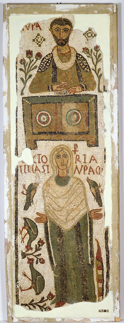 Stela pogrzebowa przedstawiająca bankiera i jego córkę (mozaika) autorstwa Paleo Christian