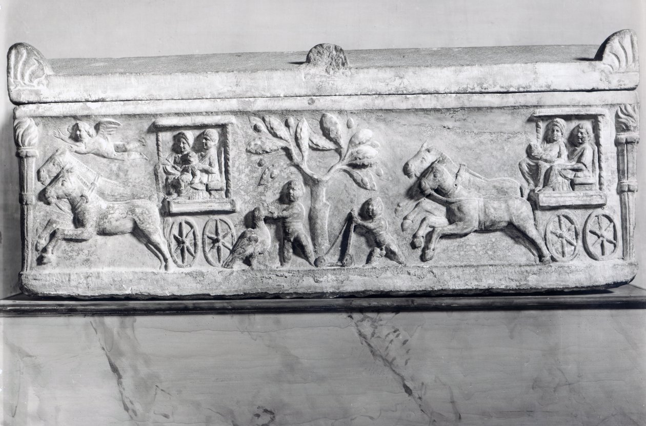 Chrześcijański sarkofag ze scenami z życia dziecka autorstwa Paleo Christian Paleo Christian
