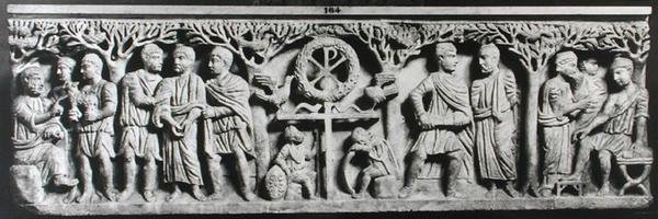 Sarkofag chrześcijański, przedstawiający sceny z życia Chrystusa (marmur) autorstwa Paleo Christian