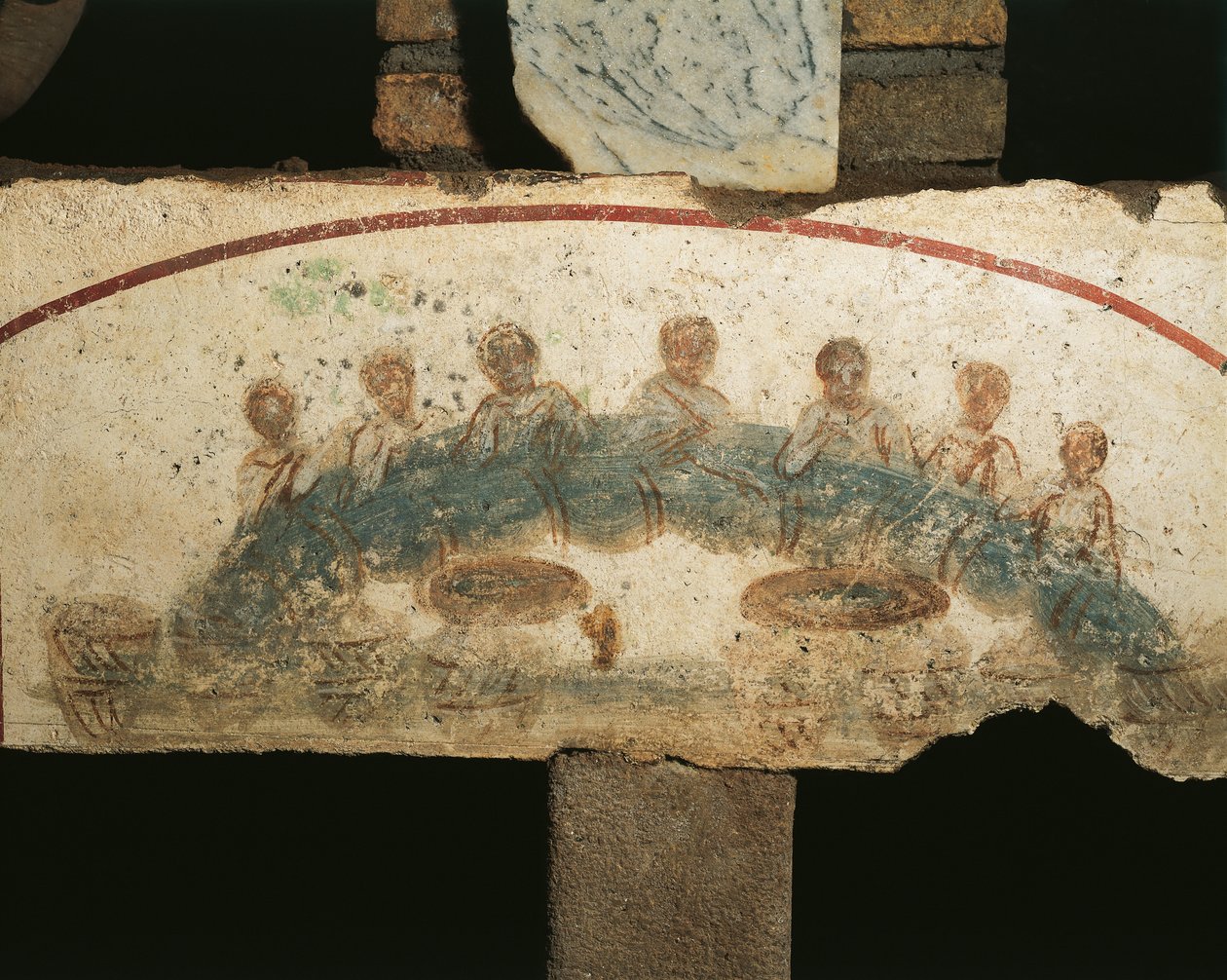 Uczta eucharystyczna, Cubicula Sakramentów (fresk) autorstwa Paleo Christian