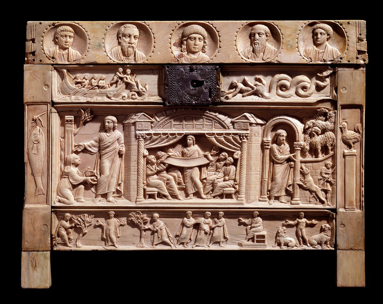 Relikwiarz z płaskorzeźbami przedstawiającymi sceny ze starego testamentu. Z klasztoru Santa Giulia, IV wiek autorstwa Paleo Christian