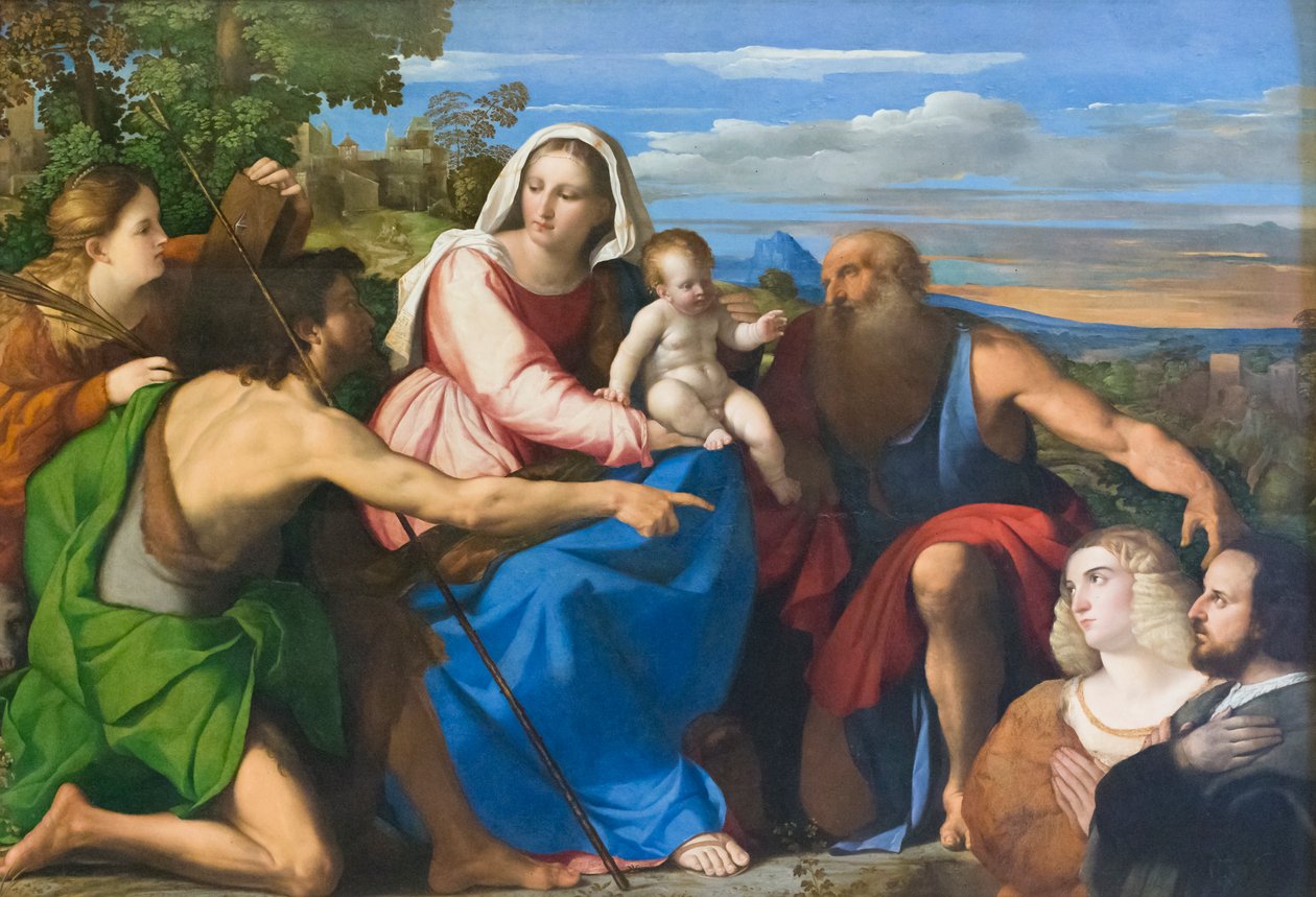 Święta rozmowa z darczyńcami autorstwa Palma Il Giovane (1548 1628)