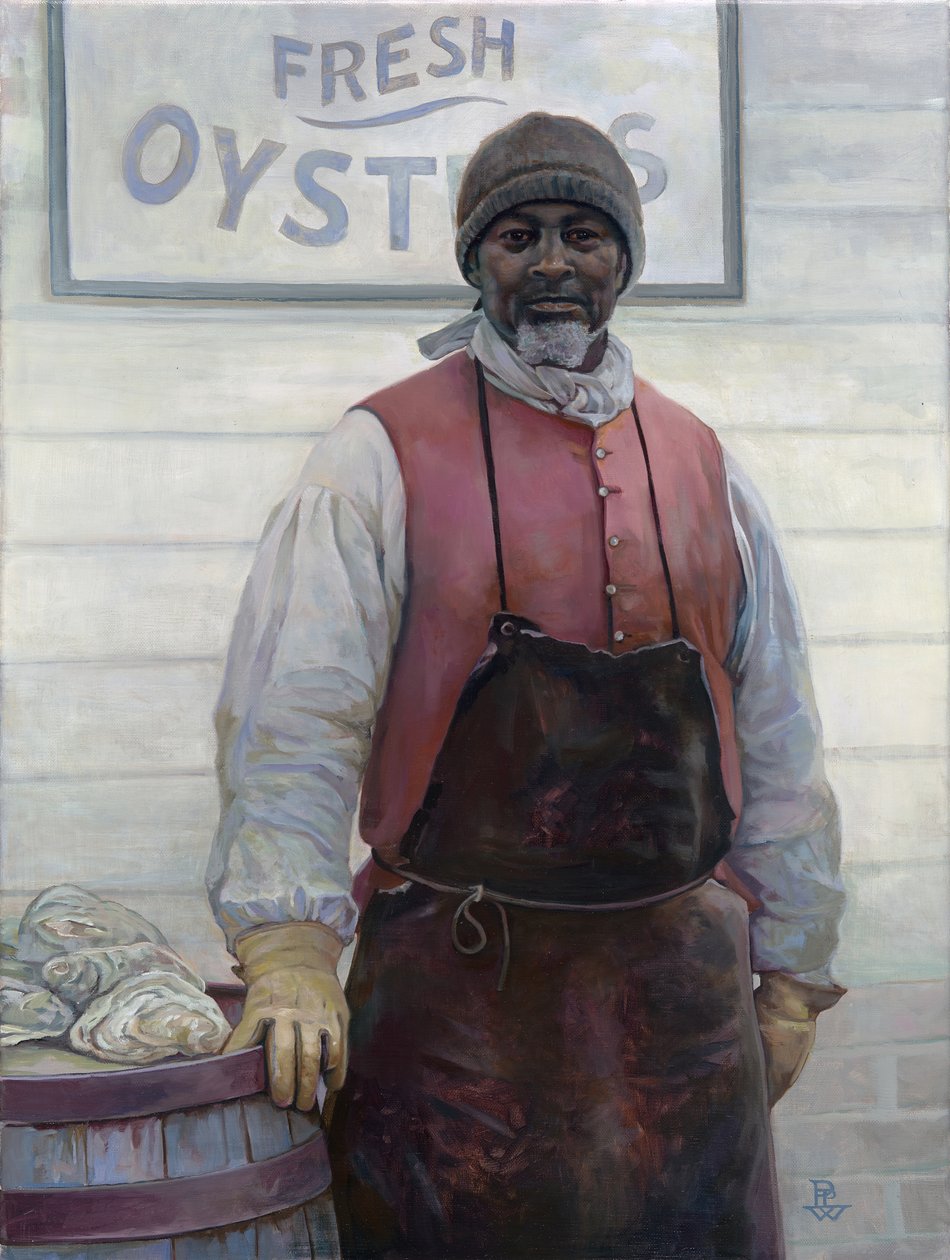 The Oysterman, 2016 (olej na płótnie) autorstwa Pamela Patrick White