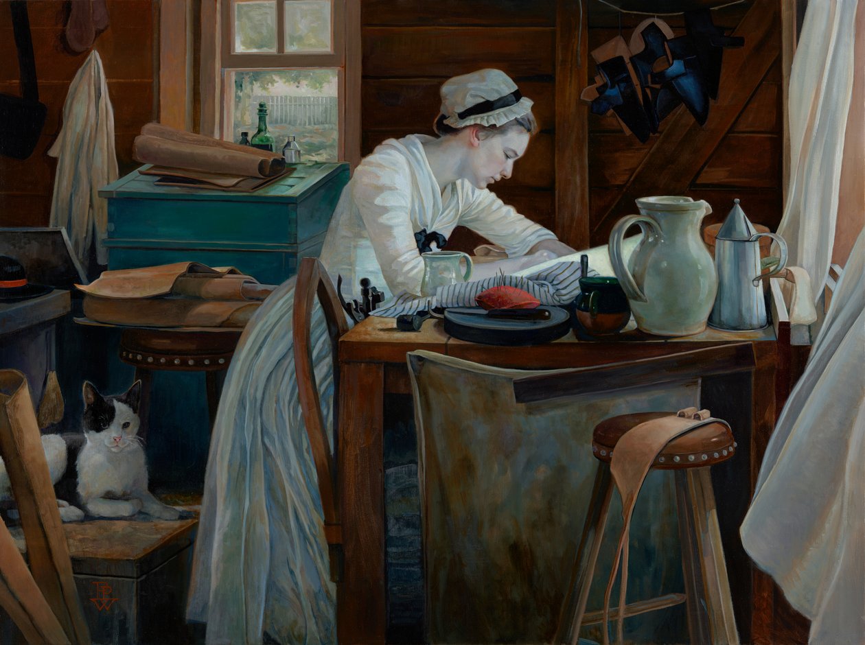 Kobieta przy pracy, 2017 (olej na płótnie) autorstwa Pamela Patrick White
