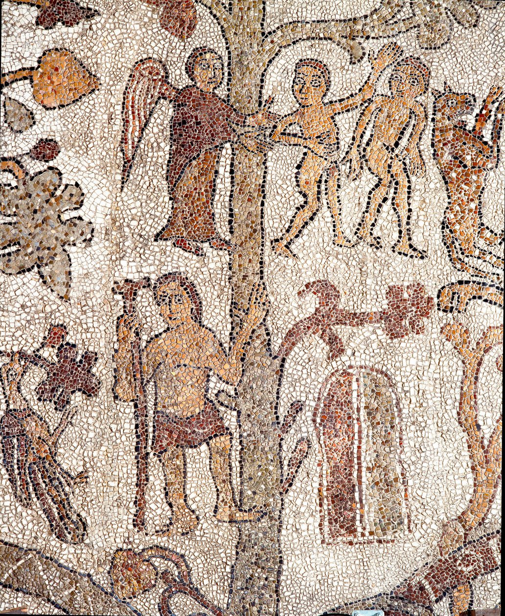 Adam i Ewa poluje z Mozaiki Raju Ziemi Pantaleone, kapłana i mozaiki. 1163-1166. Nawa główna katedry w Otranto autorstwa Pantaleon