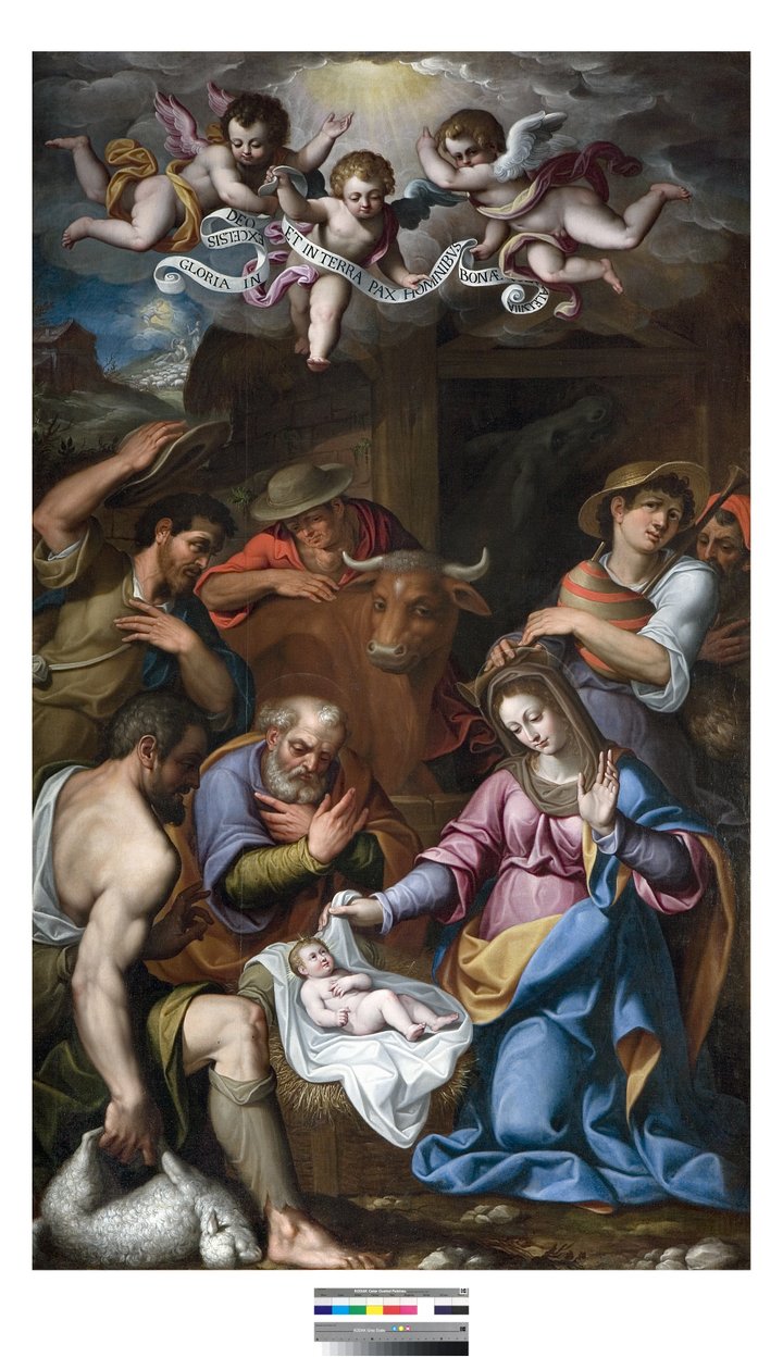 Adoracja pasterzy, ok. 1600-15 autorstwa Paolo Camillo Landriani