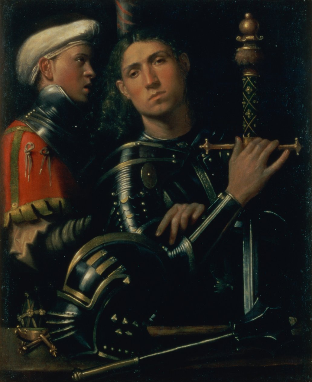 Portret kapitana wojskowego z giermkiem, ok. 1518-22 autorstwa Paolo Morando Cavazzola