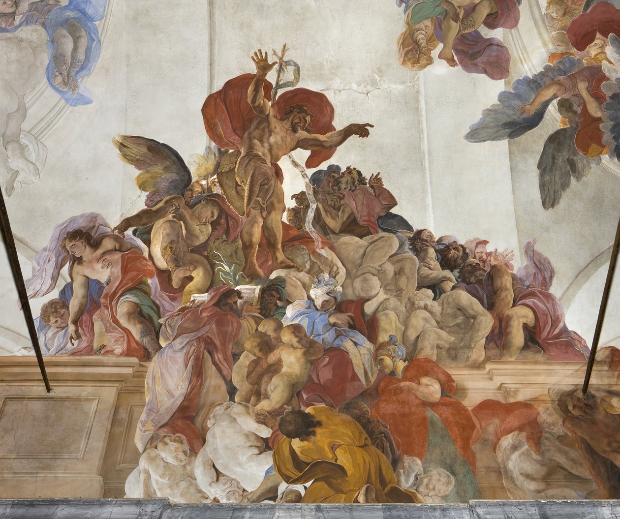 Nauczanie św. Jana Chrzciciela z aniołami, sybilami i prorokami, ok. 1696-97 autorstwa Paolo Pagani