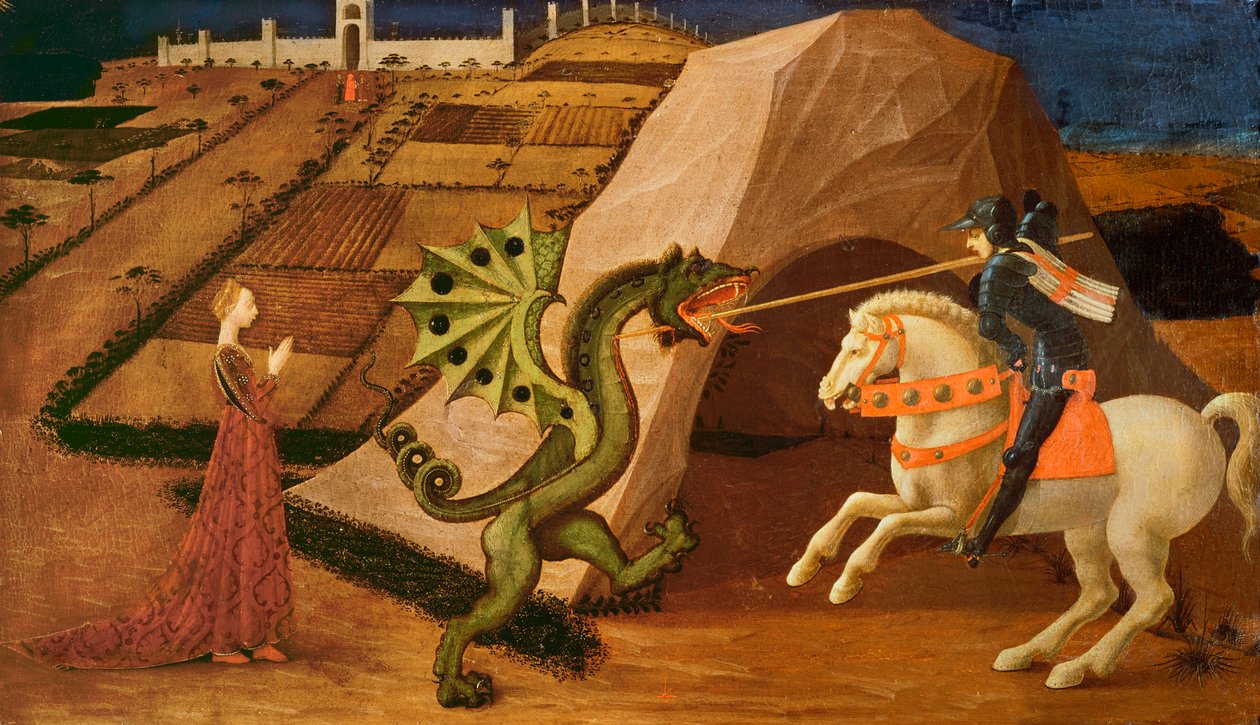 Św. Jerzy i smok, ok. 1439-40 (tempera na panelu) (szczegóły patrz 85552) autorstwa Paolo Uccello