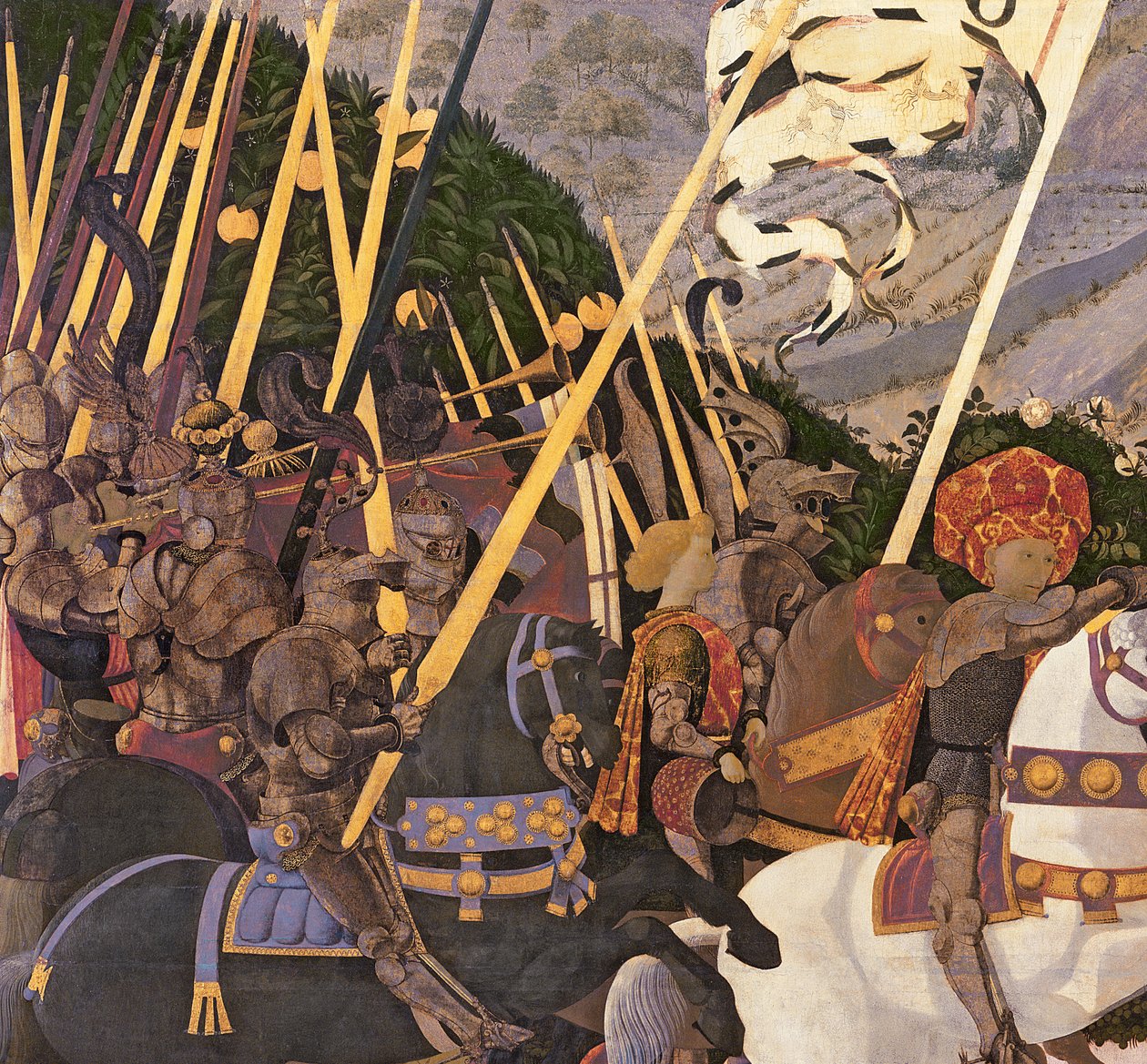 Bitwa pod San Romano, c.1450-60 tempera na detalu panelu z 30690 autorstwa Paolo Uccello
