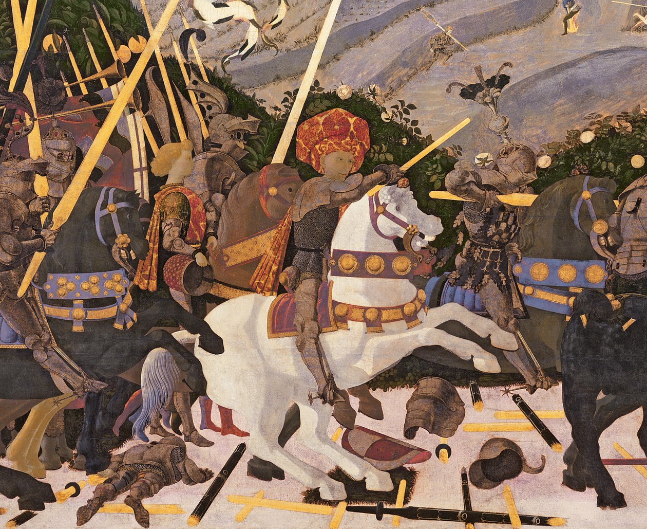 Bitwa pod San Romano, c.1450-60 tempera na detalu panelu z 30690 autorstwa Paolo Uccello