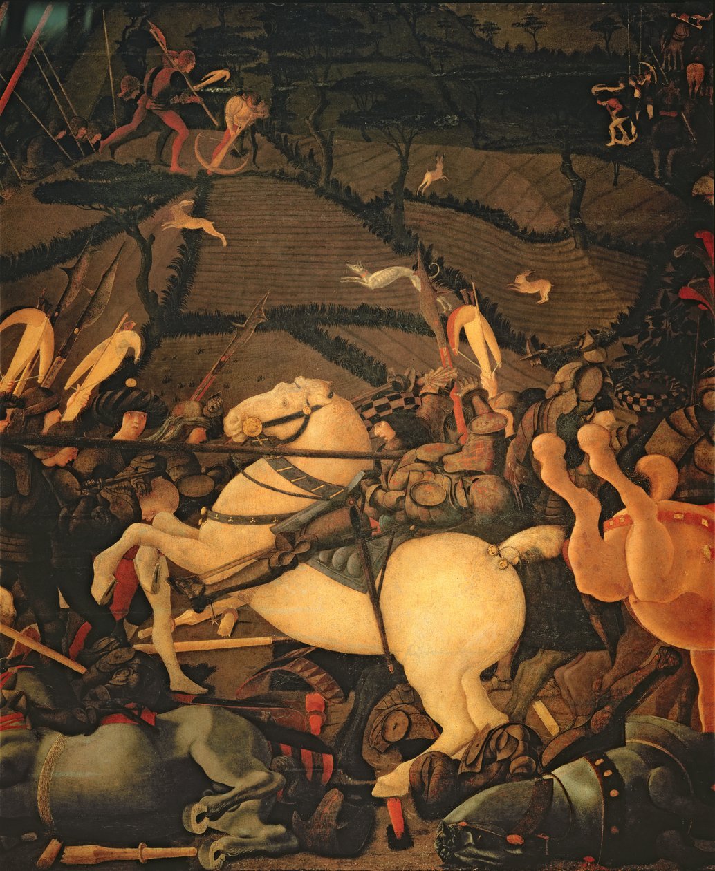 Bitwa pod San Romano w 1432, c.1456 (tempera na panelu) (patrz także 162335 i 31574) autorstwa Paolo Uccello