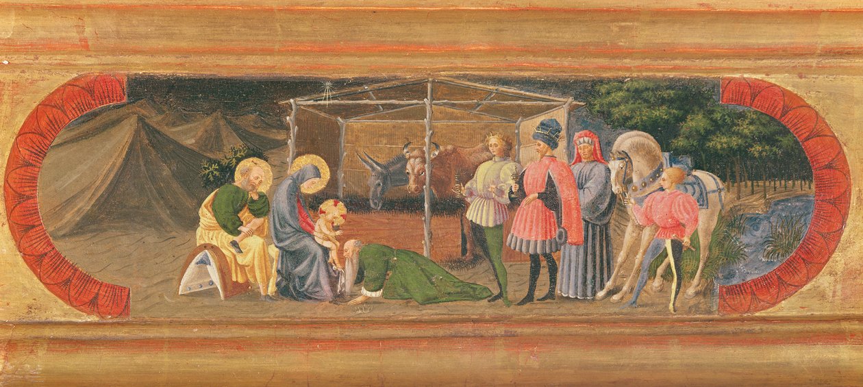 Quarata Predella przedstawiająca Pokłon Trzech Króli, 1435-40 (tempera na panelu) autorstwa Paolo Uccello