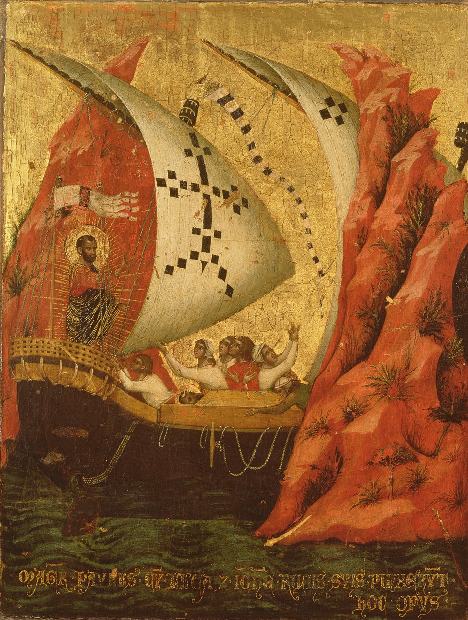 Objawienie św. Marka, z panelu Pala Feriale, 1345 (tempera na panelu) autorstwa Paolo Veneziano