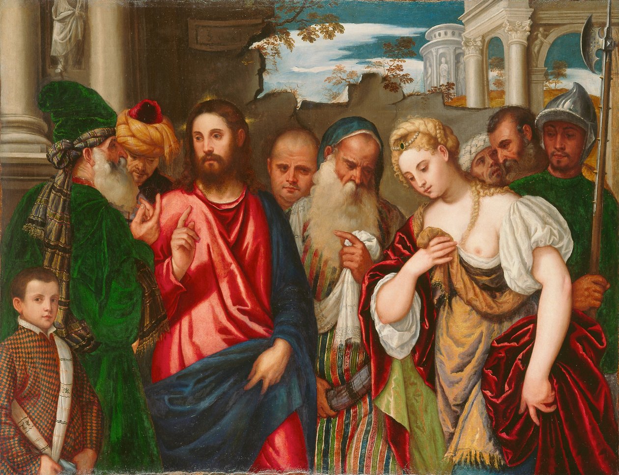Chrystus i kobieta przyłapana na cudzołóstwie, ok. 1540 autorstwa Paolo Veronese