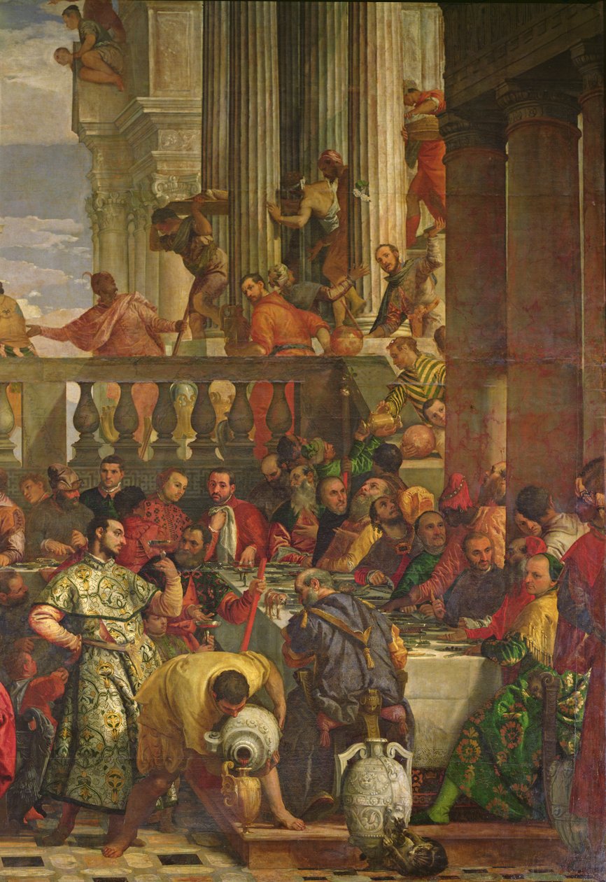 Uczta weselna w Kanie Galilejskiej, detal z prawej strony, ok. 1562 r. autorstwa Paolo Veronese