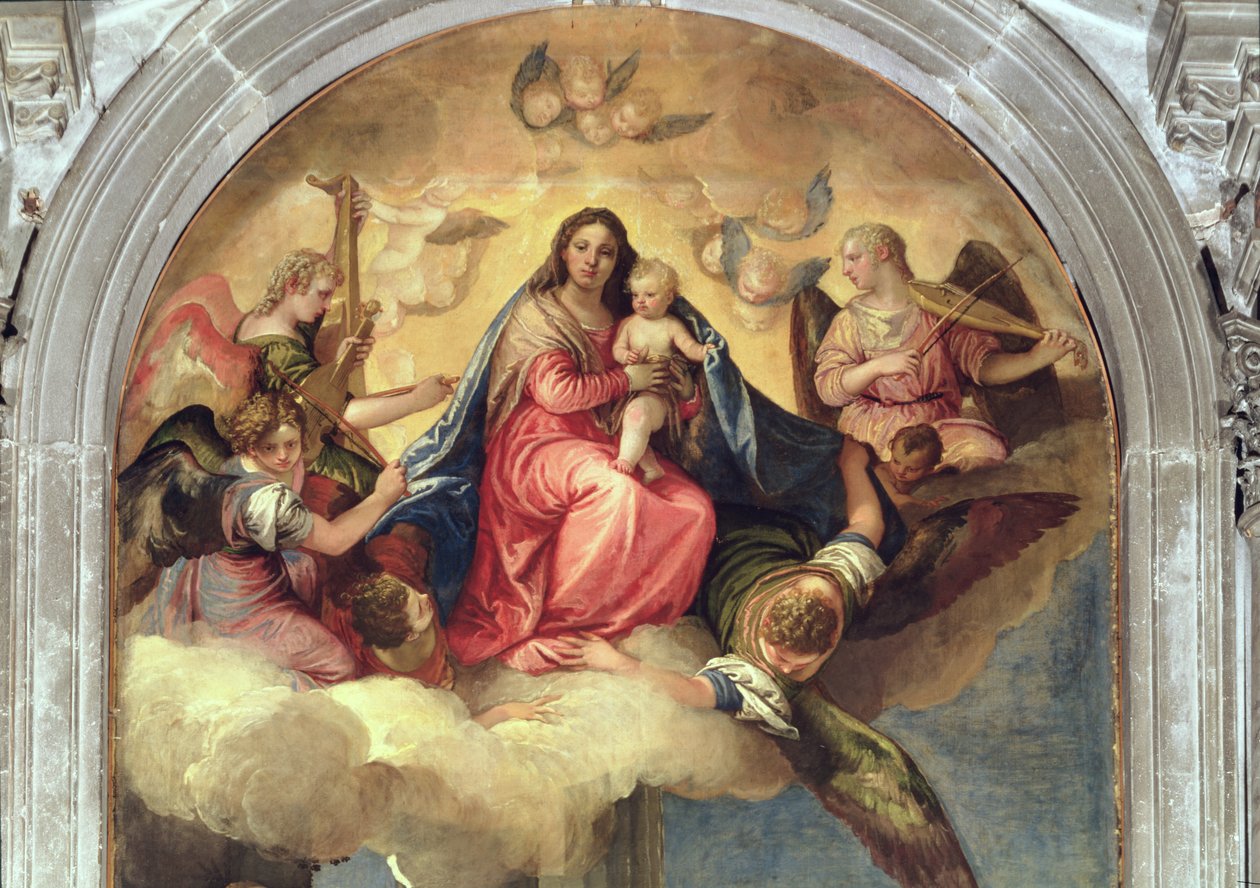 Dziewica z Dzieciątkiem z anielskimi muzykami (detal 33414) autorstwa Paolo Veronese