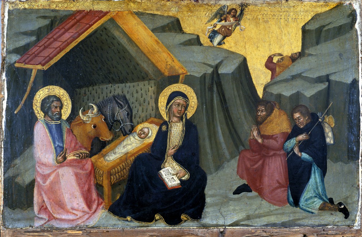 Adoracja pasterzy, ok. 1400 (tempera na drewnie) autorstwa Paolo di Giovanni Fei