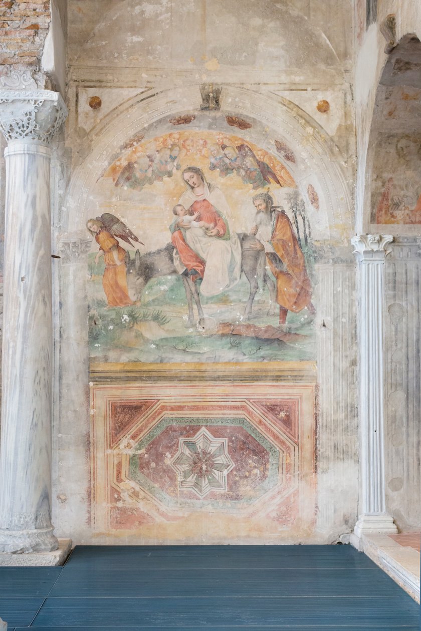 Fresk z wczesnośredniowiecznego kościoła San Salvatore, kompleks muzealny Santa Giulia, Brescia (fresk) autorstwa Paolo Caylina