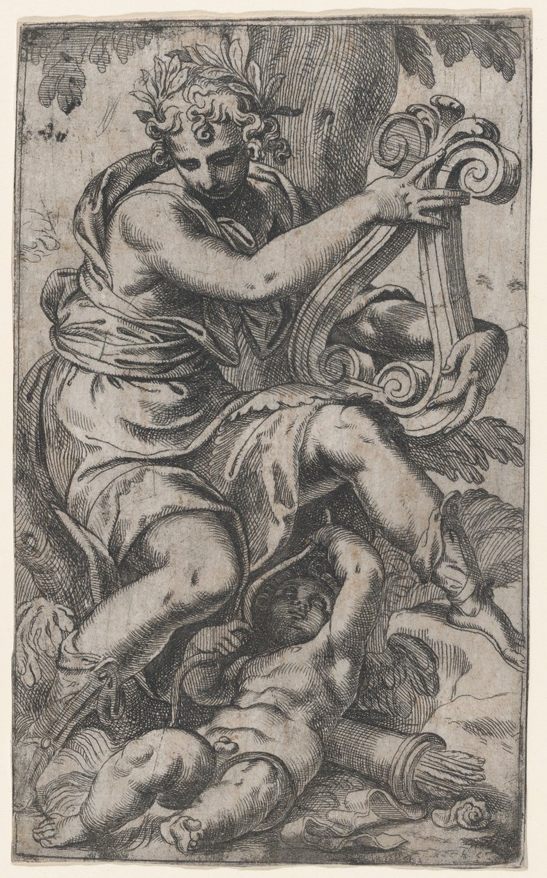 Kupidyn i Apollo z lirą, ca. 1568., ok. 1568. 1568. autorstwa Paolo Farinati